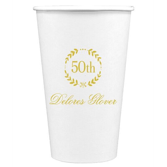 50th Wreath Paper Coffee Cups